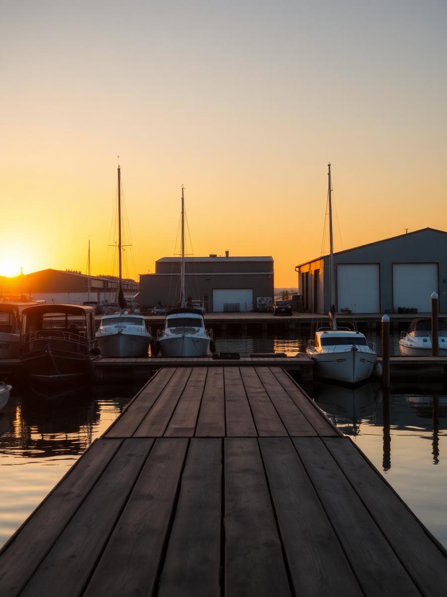 View along the dock at sunset